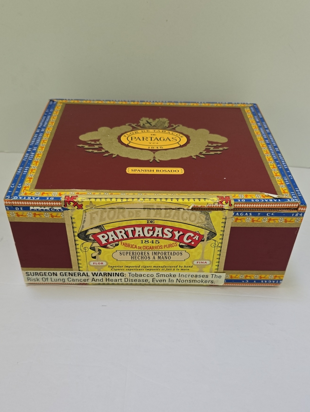Vintage Partagas Spanish Rosado Empty Cigar Craft Box
